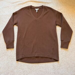 Spanx AirEssentials Brushed V Neck Sweatershirt/Tunic, Size S, Women’s, Brown